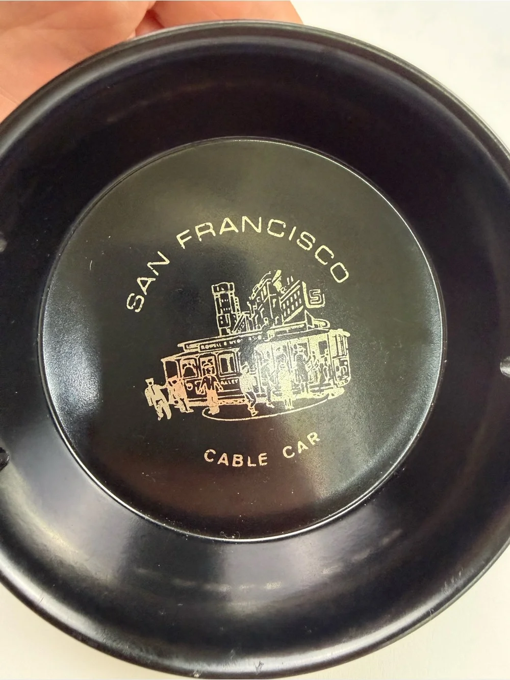 VINTAGE San Francisco Cable Car Black Ashtray